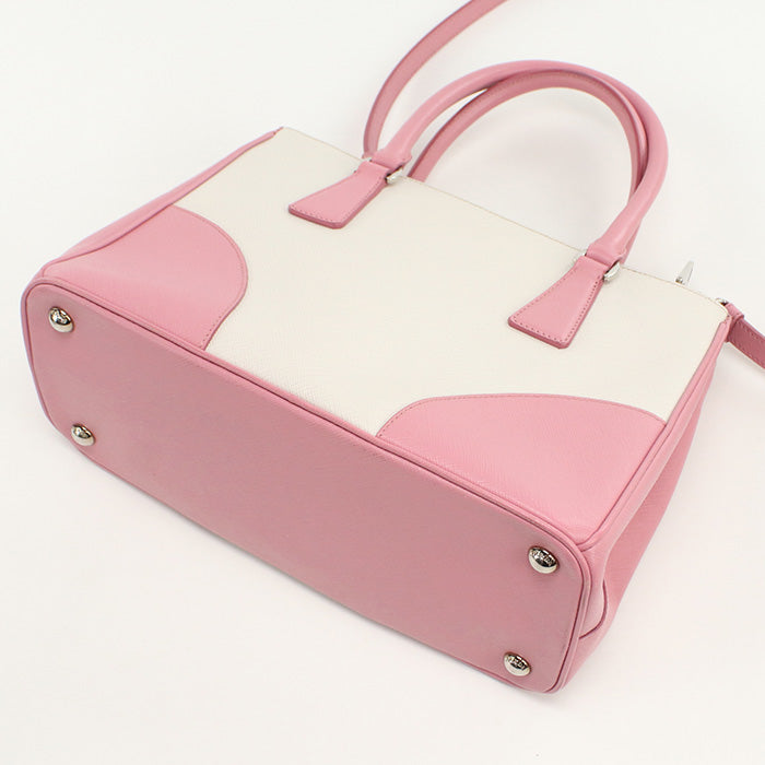 PRADA Tote Bag Galleria Small 2WAYTote Bag Safiano leather Two-tone (ivory) Women