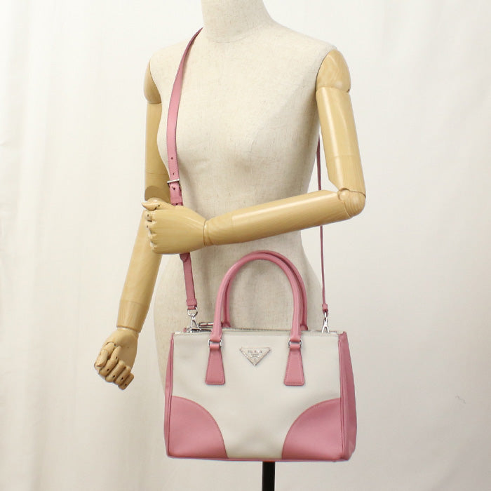 PRADA Tote Bag Galleria Small 2WAYTote Bag Safiano leather Two-tone (ivory) Women