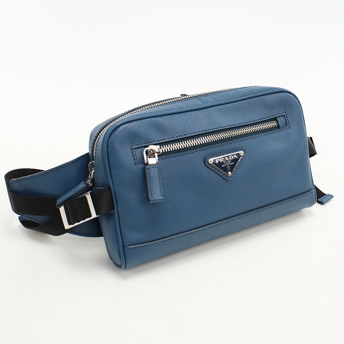 PRADA Belt bag body bag/Safiano leather blue mens