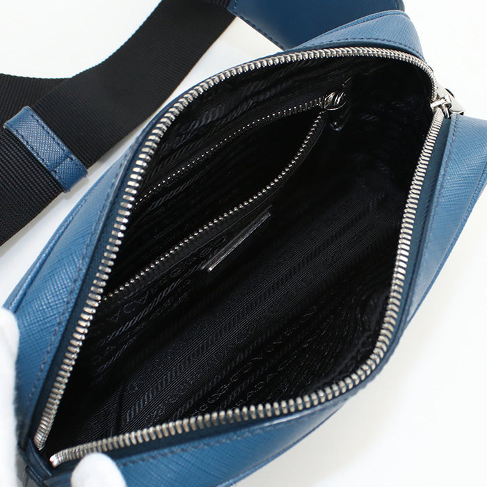 PRADA Belt bag body bag/Safiano leather blue mens