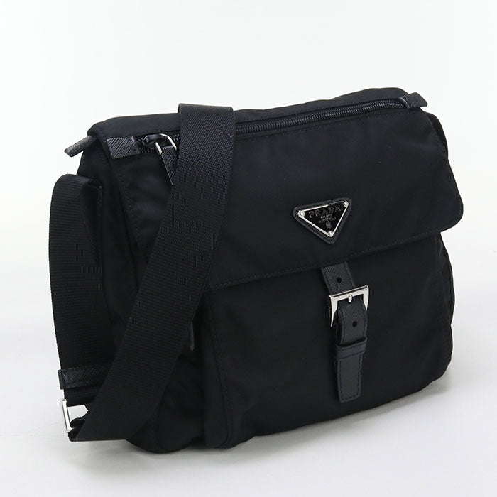 PRADA Shoulder Bag Safiano Messenger Bags Nylon,leather black mens(unisex)