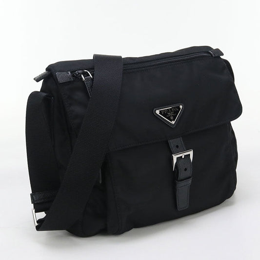 PRADA Shoulder Bag Safiano Messenger Bags Nylon,leather black mens(unisex)