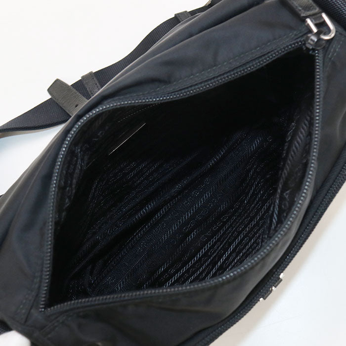 PRADA Shoulder Bag Safiano Messenger Bags Nylon,leather black mens(unisex)