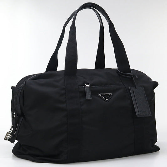 PRADA Boston bag Safiano Duffel Bag/Travel Bag Nylon, leather black mens(unisex)