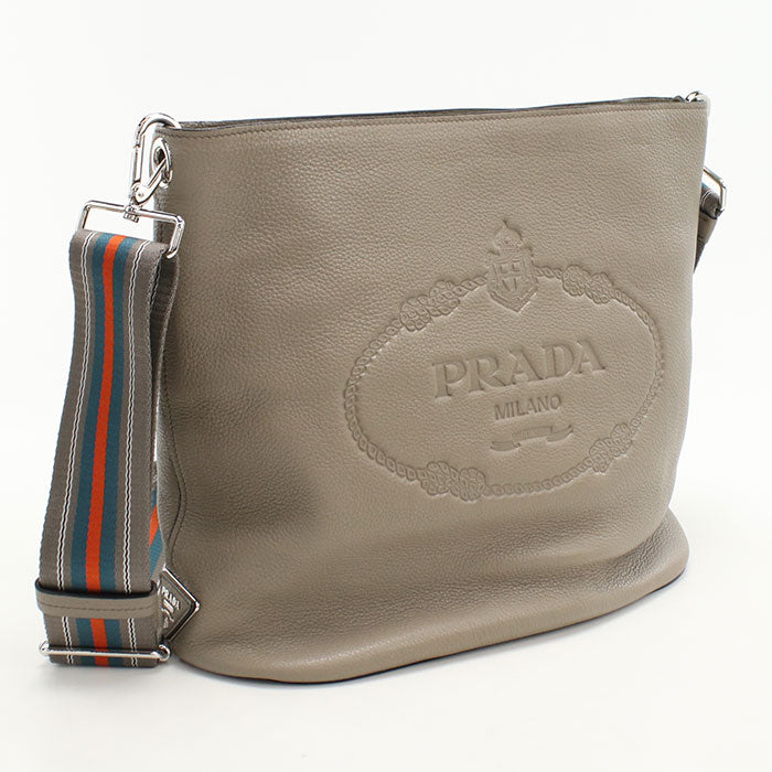 PRADA Vitello phoenix Diagonal shoulder bag Shoulder Bag leather gray Women