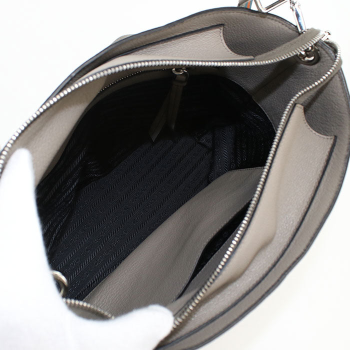 PRADA Vitello phoenix Diagonal shoulder bag Shoulder Bag leather gray Women
