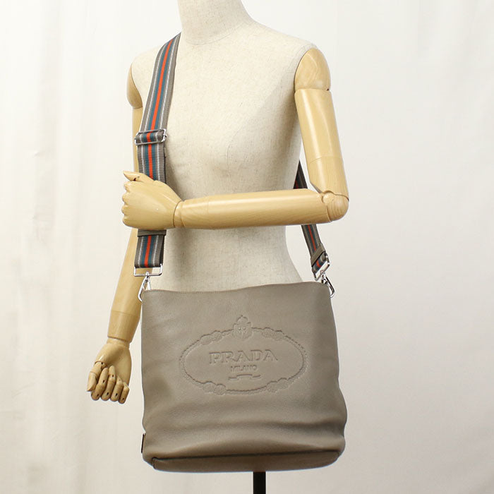 PRADA Vitello phoenix Diagonal shoulder bag Shoulder Bag leather gray Women