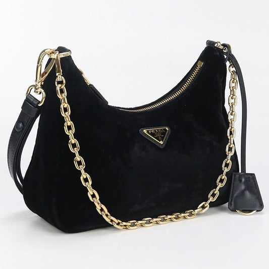 PRADA Velvet mini Re-Edition Shoulder Bag Viscose black Women