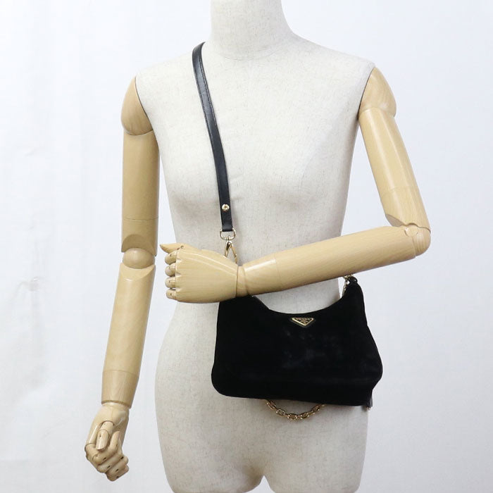 PRADA Velvet mini Re-Edition Shoulder Bag Viscose black Women