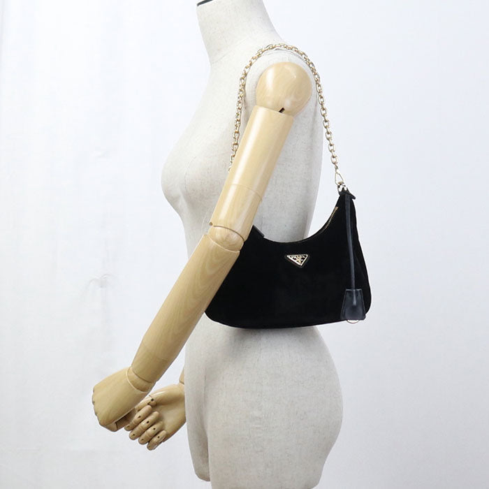 PRADA Velvet mini Re-Edition Shoulder Bag Viscose black Women