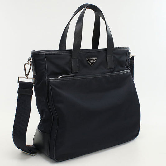 PRADA Tote Bag Safiano 2WAYTote Bag Nylon,leather Navy mens(unisex)