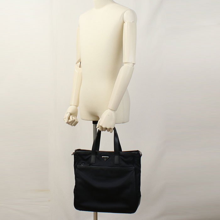 PRADA Tote Bag Safiano 2WAYTote Bag Nylon,leather Navy mens(unisex)