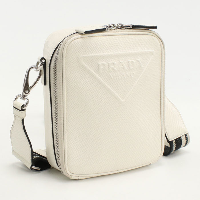 PRADA Shoulder Bag Safiano Crossbody bag leather white mens(unisex)