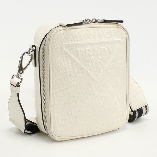PRADA Shoulder Bag Safiano Crossbody bag leather white mens(unisex)