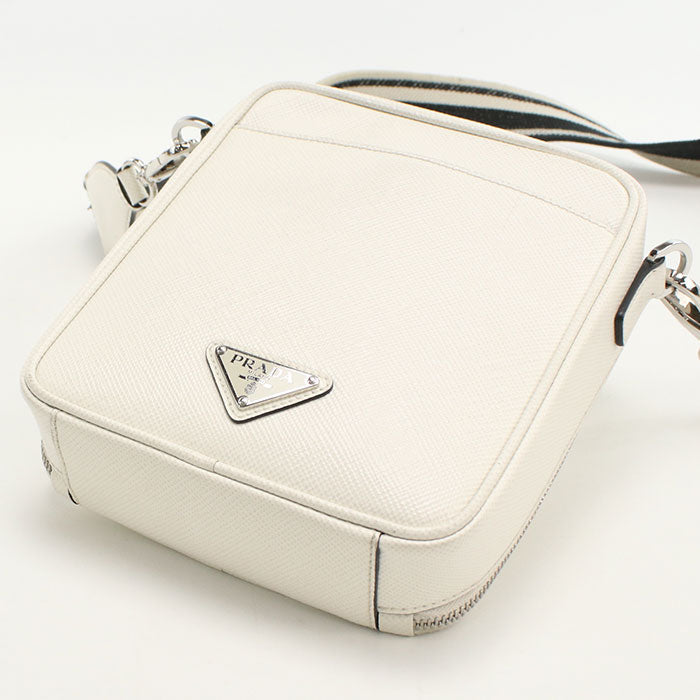 PRADA Shoulder Bag Safiano Crossbody bag leather white mens(unisex)
