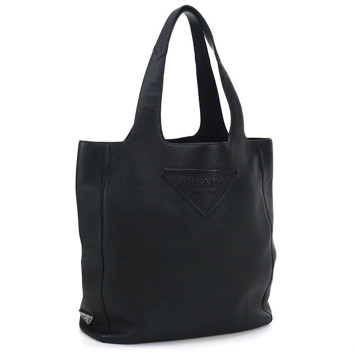 PRADA Tote Bag leather black mens