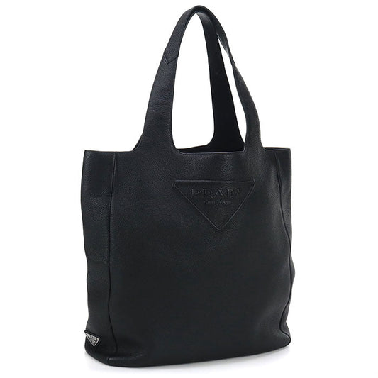 PRADA Tote Bag leather black mens