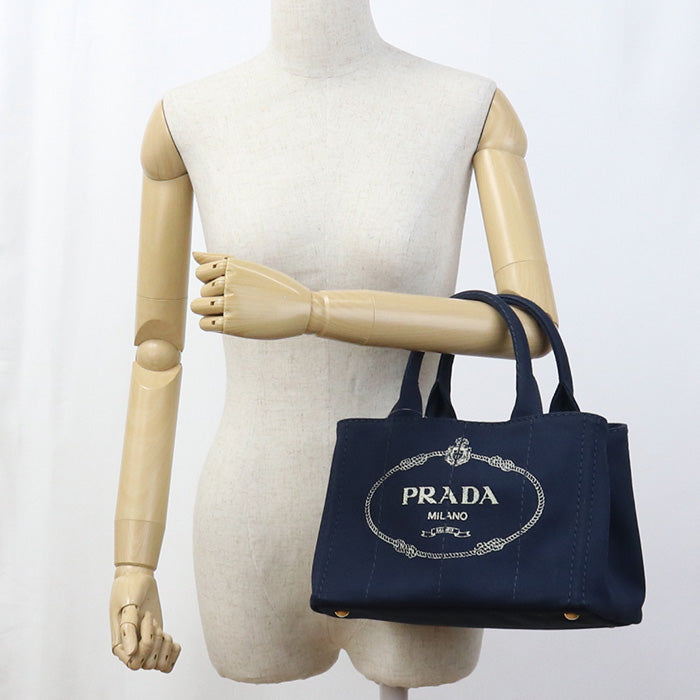 PRADA Canapa Tote Bag Cotton canvas black Women