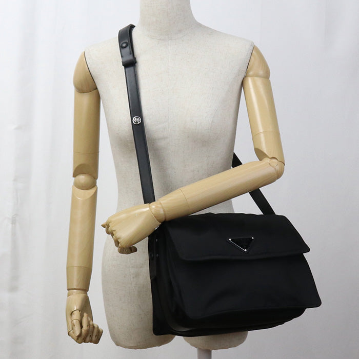 PRADA RFLH Medium Padded Diagonal Shoulder Bag black Women
