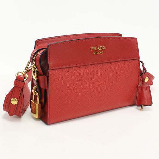 PRADA Safiano leather Diagonal shoulder bag leather Women red
