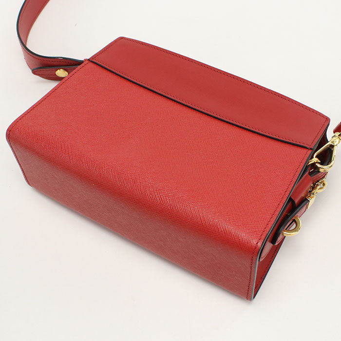 PRADA Safiano leather Diagonal shoulder bag leather Women red