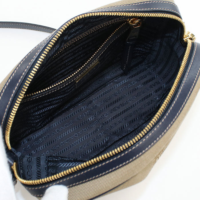 PRADA Logo jacquard Diagonal shoulder bag canvas/leather Women brown
