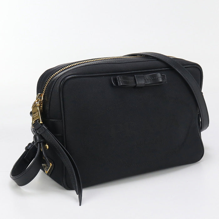 PRADA UCW Logo jacquard Diagonal Shoulder Bag black Women