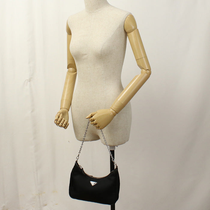 PRADA Shoulder Bag/2WAYChainShoulder Bag Recycled nylon black Women