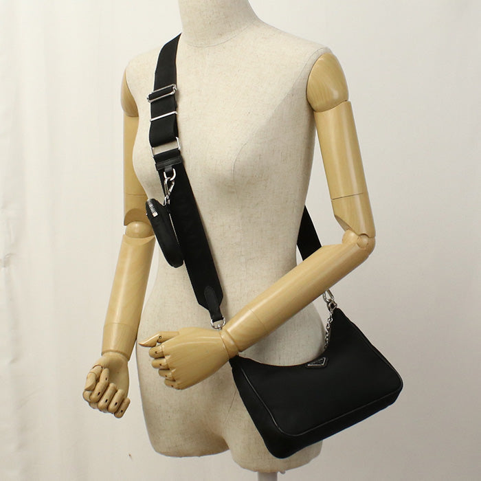 PRADA Shoulder Bag/2WAYChainShoulder Bag Recycled nylon black Women