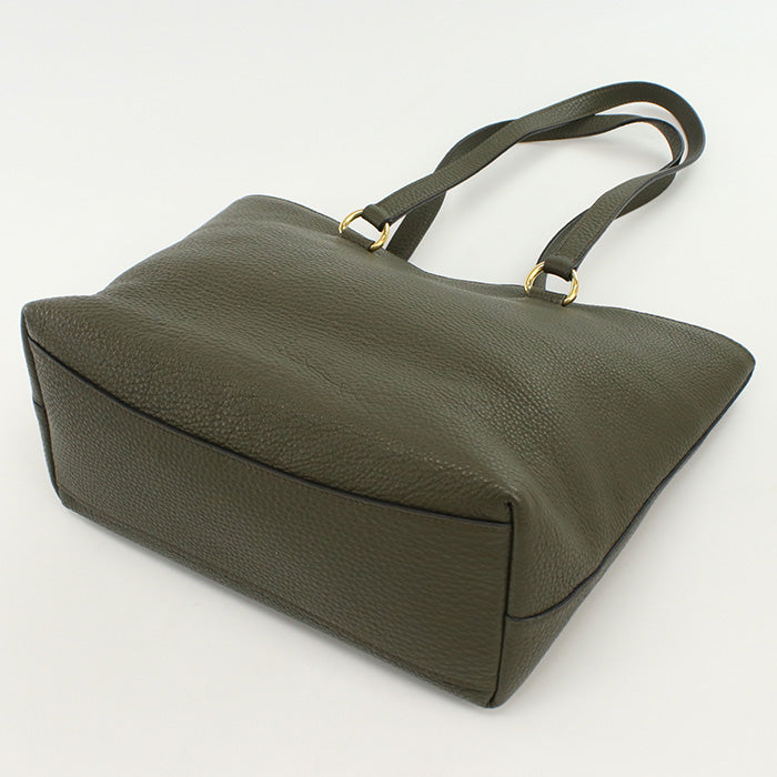 PRADA Tote Bag Embossed logo Shoulder bag leather Khaki Women(unisex)