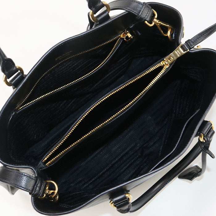 PRADA Tote Bag Embossed logo handbag leather black Women(unisex)