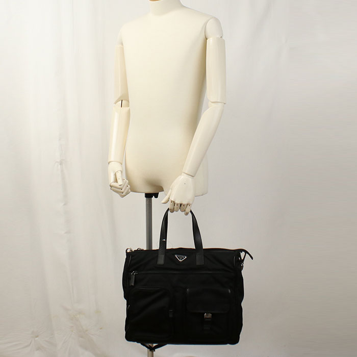 PRADA Tote Bag Nylon black mens