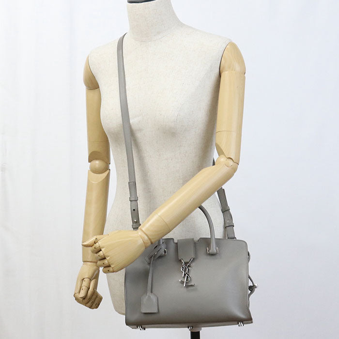 SAINT LAURENT Handbag Baby mosquito bus 2way handbag leather gray Women