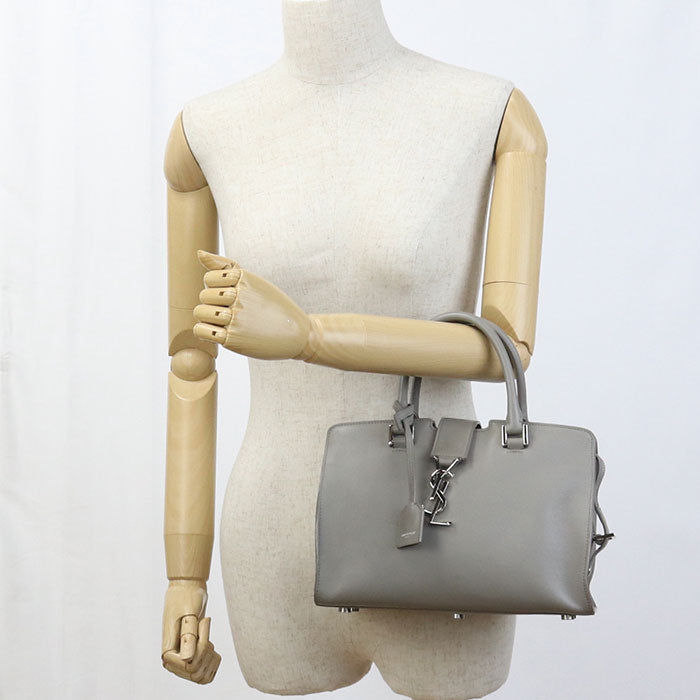 SAINT LAURENT Handbag Baby mosquito bus 2way handbag leather gray Women