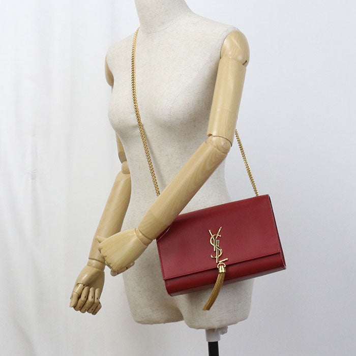 SAINT LAURENT Tassel Medium Kate Shoulder Bag leather Red Women