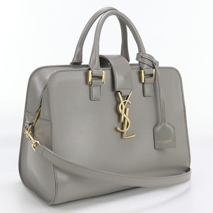 SAINT LAURENT Baby mosquito bus Handbag leather gray Women