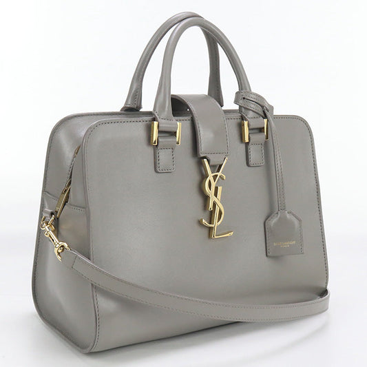 SAINT LAURENT Baby mosquito bus Handbag leather gray Women