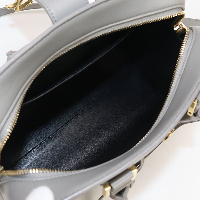 SAINT LAURENT Baby mosquito bus Handbag leather gray Women