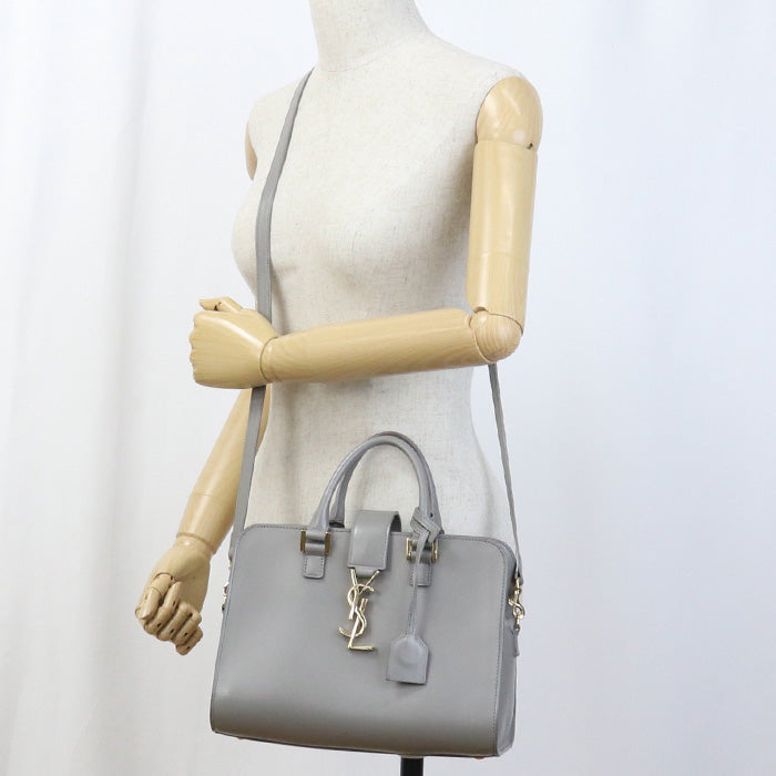 SAINT LAURENT Baby mosquito bus Handbag leather gray Women