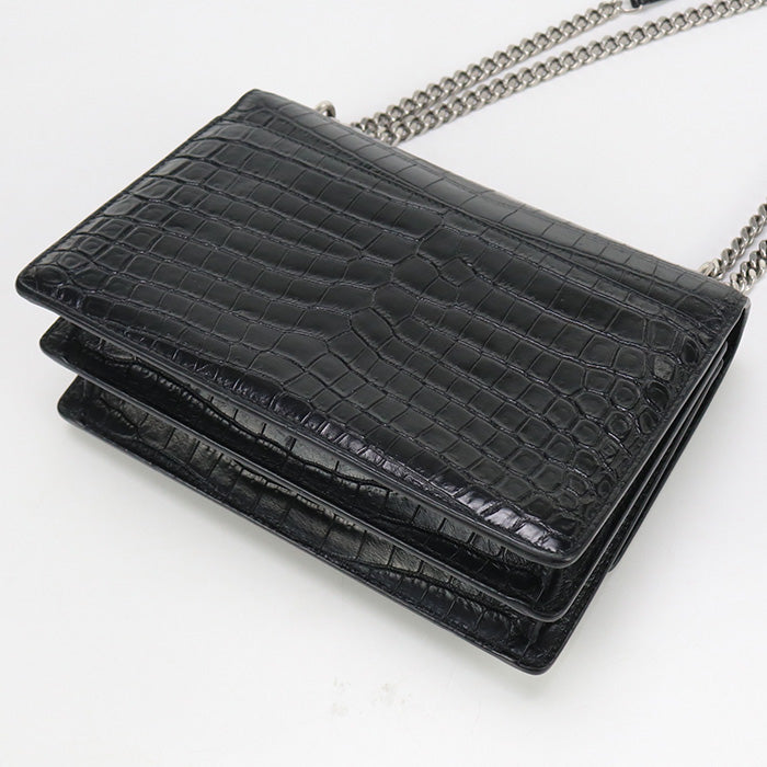 SAINT LAURENT 442906 Sunset medium YSL Monogram Shoulder Bag black Women