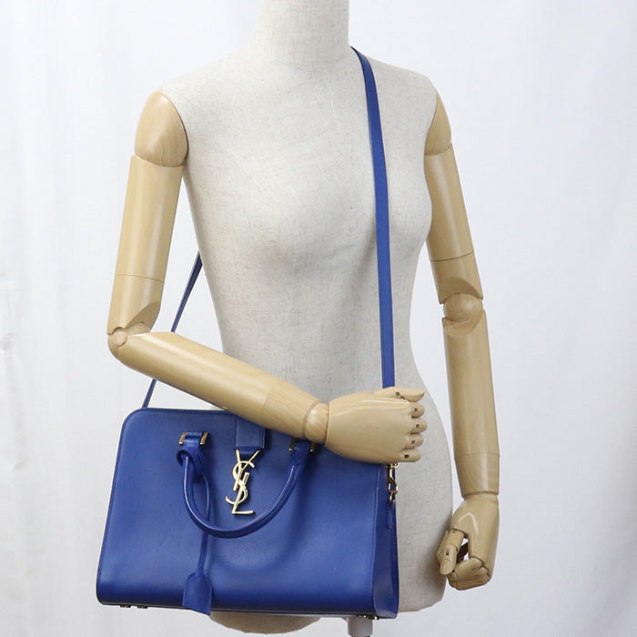 SAINT LAURENT 357395 Handbag Monogram Kabas handbag leather blue Women
