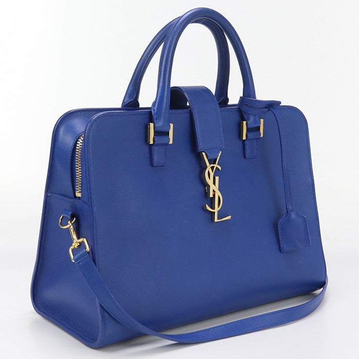 SAINT LAURENT 357395 Handbag Monogram Kabas handbag leather blue Women