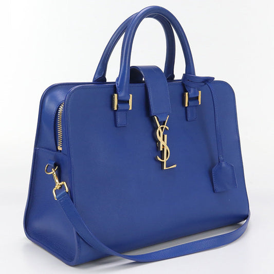 SAINT LAURENT 357395 Handbag Monogram Kabas handbag leather blue Women