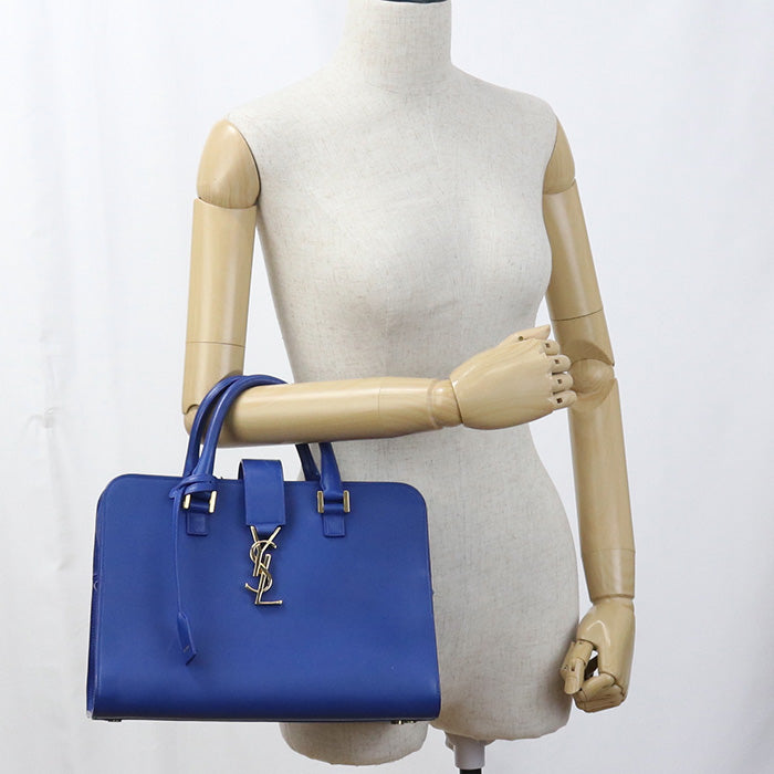 SAINT LAURENT 357395 Handbag Monogram Kabas handbag leather blue Women