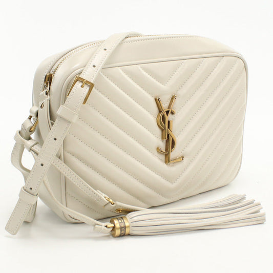SAINT LAURENT 574494 Roux Diagonal shoulder bag Quilted leather White Women
