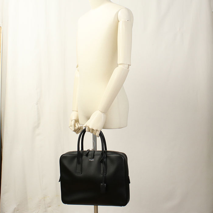SAINT LAURENT 377865 Classic Museum business bag/Briefcase leather black mens