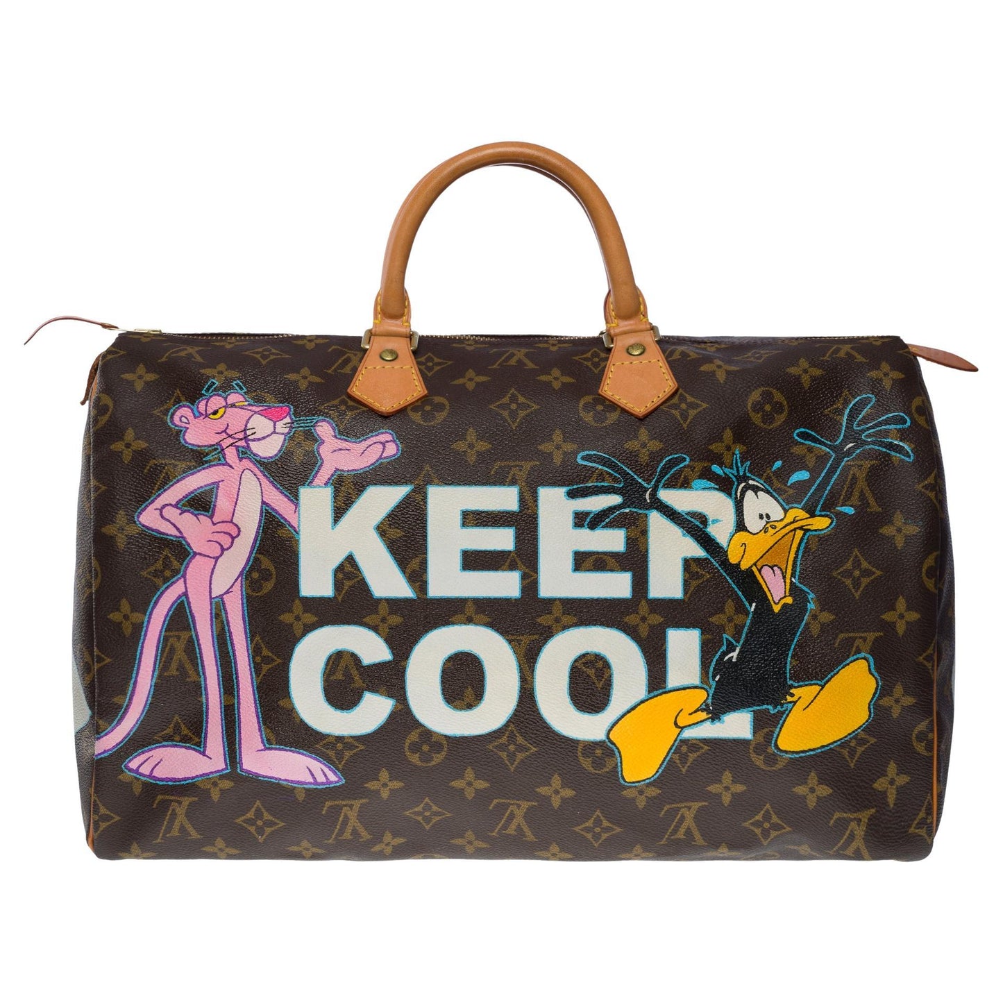 LOUIS VUITTON "Keep Cool" Customized handbag in brown Monogram canvas