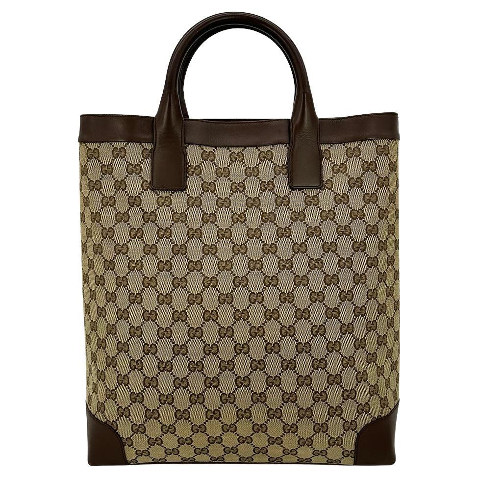 Gucci Monogram Nylon Leather Canvas Tote