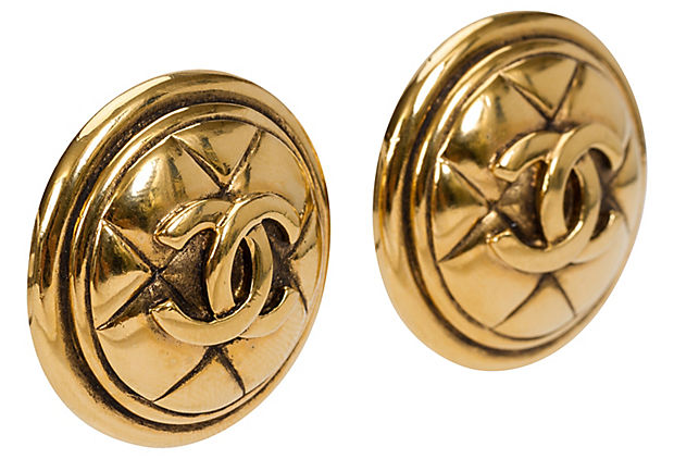 1980s Chanel Oversize Quilted Earrings