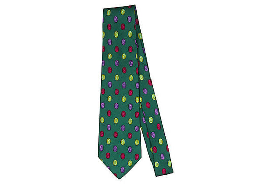 Chanel Green Dot Print Silk Tie